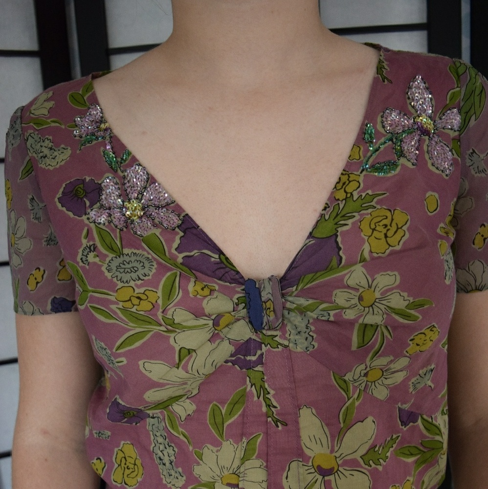 V-neck Sequin Embroidery Summer Top